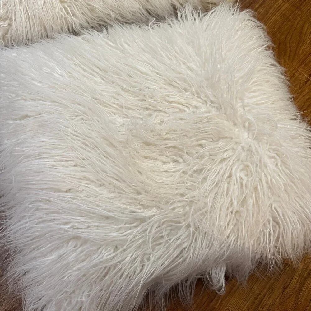 Pottery Barn white furry pillow set
